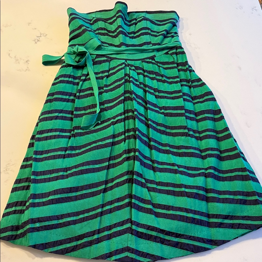 Anthropologie x Moulinette Soeurs Strapless Grosgrain Stripe Dress